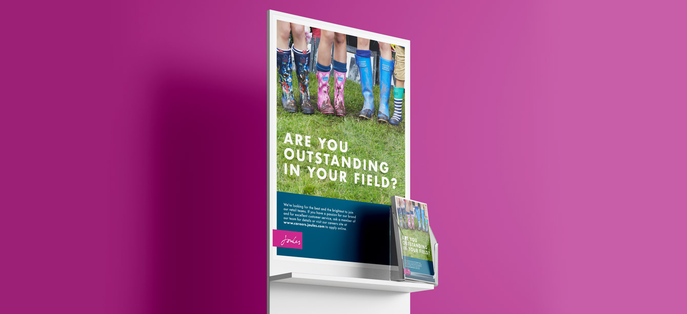 Index image of a banner and leaflets for an employer brand attraction campaign and toolkits case study for a client on the page, purple background