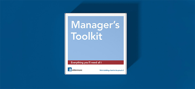 Mobile image of a managers toolkit showing case study for employer branding internal comms, blue background